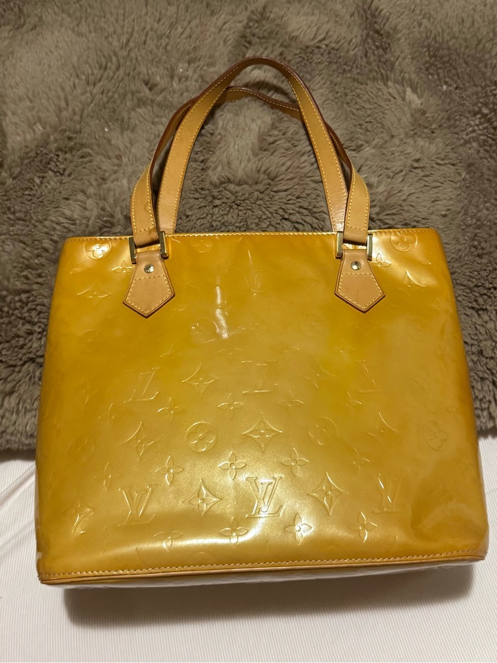 Louis Vuitton Mustard Monogram Vernis Tote